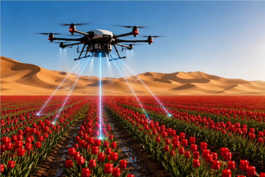 Drones, sensores e inteligencia artificial aplicados al análisis, fertilización y protección inteligente de cultivos.