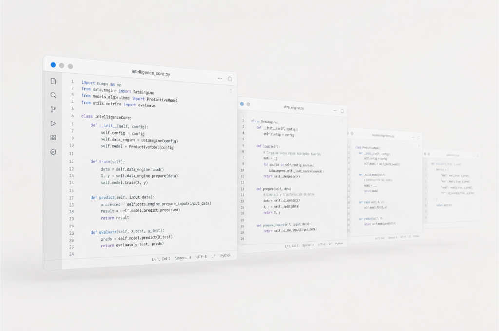 Investigación y desarrollo de herramientas capaces de asistir en la creación, organización y evolución de software, algoritmos y nuevos productos tecnológicos.